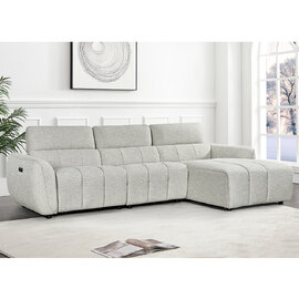 Truro Fabric Right Hand Electric Recliner Corner Sofa In Silver