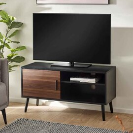 Tudor Wooden TV Stand With 1 Door in Walnut and Black Oak