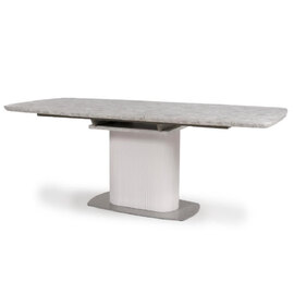 Tupelo Large Wooden Extending Dining Table In White Marble Effect