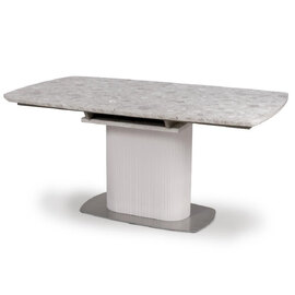 Tupelo Small Wooden Extending Dining Table In White Marble Effect