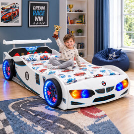 Turbo White BMW GT1 Childrens Car Bed with Spoiler