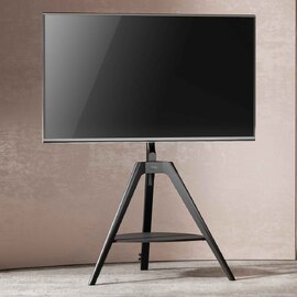 Tyler Floor Standing Wooden TV Stand With Shelf - Black