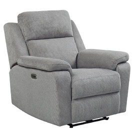 Tyrone Fabric Electric Recliner 1 Seater Sofa In Stone