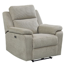 Tyrone Fabric Electric Recliner 1 Seater Sofa In Taupe