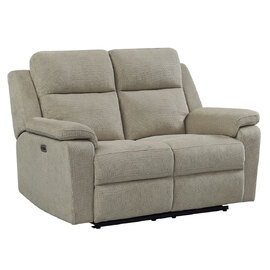 Tyrone Fabric Electric Recliner 2 Seater Sofa In Taupe