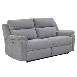 Tyrone Fabric Electric Recliner 3 Seater Sofa In Stone