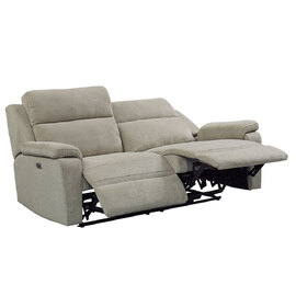 Tyrone Fabric Electric Recliner 3 Seater Sofa In Taupe