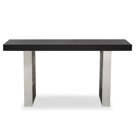 Ulmos Wooden Console Table In With U-Shaped Base In Black
