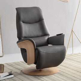 Ulster Faux Leather Electric Recliner Chair In Charcoal