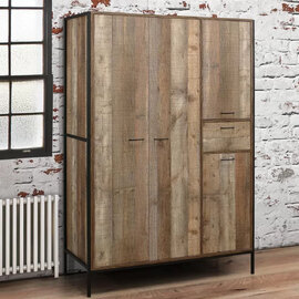 Urbana Wooden Wardrobe With 4 Doors In Rustic