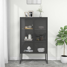 Utara Steel Display Cabinet With 2 Doors In Anthracite