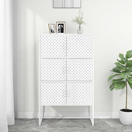Utara Tall Steel Storage Cabinet With 6 Doors In White
