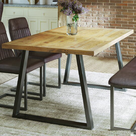 Utica Small Wooden Dining Table Horizontal Legs In Satin