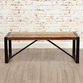 Utica Small Wooden Rectangular Dining Bench In Satin Lacquer