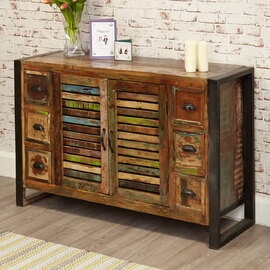 Utica Wooden Sideboard With 2 Doors 6 Drawers In Satin Lacquer