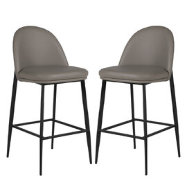 Vacaville Grey Faux Leather Bar Stools In Pair