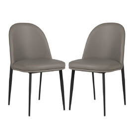 Vacaville Grey Faux Leather Dining Chairs In Pair