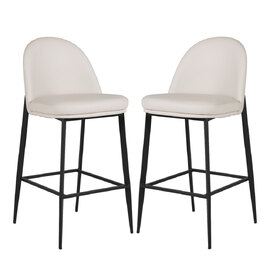 Vacaville Taupe Cream Faux Leather Bar Stools In Pair