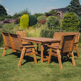 Vail Wooden Garden 8 Seater Dining Table Set In Natural