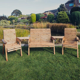 Vail Wooden Garden Angled 4 Seater Seating Set In Natural