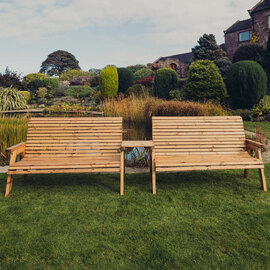Vail Wooden Garden Straight 6 Seater Bench Set In Natural