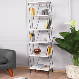 Valenza Wooden Bookcase With 5 Shelves In White