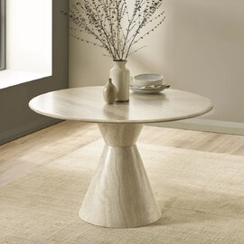 Valora Round Marble Effect Dining Table in Cream