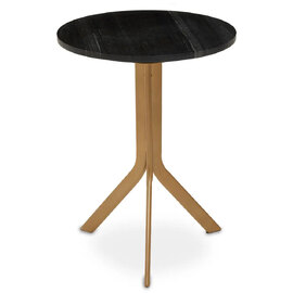 Valrico Black Marble Top Side Table With Gold Legs