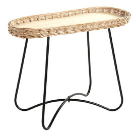 Valrico Rattan End Table With Black Legs In Natural