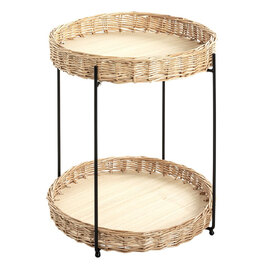 Valrico Rattan Side Table With Black Legs In Natural