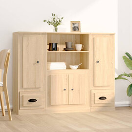 Vance Wooden Highboard With 4 Doors 2 Drawers In Sonoma Oak
