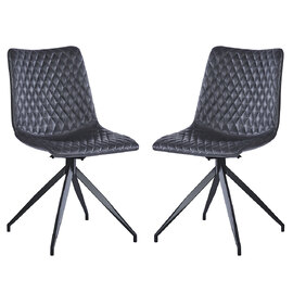 Vandale Black PU Leather Swivel Dining Chairs in Pair