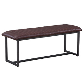 Vandalia PU Leather Dining Bench With Metal Frame In Vintage Brown