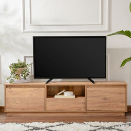 Vangio Wooden TV Stand with 3 Flap Doors in Atlantic Pine