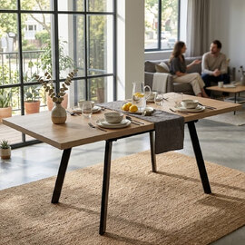 Vardo Small Rectangular Wooden Extending Dining Table in Light Oak