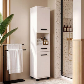 Vareon Tall Wooden Bathroom Cabinet in Sand