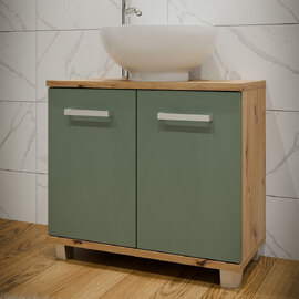 Vareon Wooden Vanity Unit without Sink in Artisan Oak and Sage Green