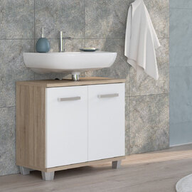 Vareon Wooden Vanity Unit without Sink in Sonoma Oak and White High Gloss