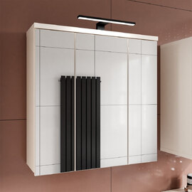 Vareon Wooden Wall Mounted Bathroom Mirrored Cabinet in Sand with LED