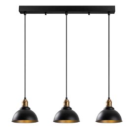 Varzan 3 Light Metal Ceiling Pendant Light in Black and Antique