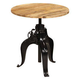 Veda Round Large Wooden Bar Table With Steel Base In Natural