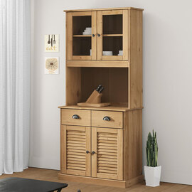Vega Pinewood Highboard With 2 Doors In Brown