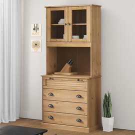 Vega Pinewood Highboard With 4 Drawers In Brown