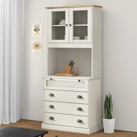 Vega Pinewood Highboard With 4 Drawers In White