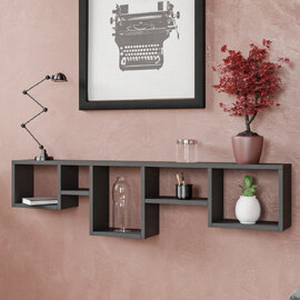 Velario Wooden Hall Hung Shelving Unit With 5 Shelves In Anthracite