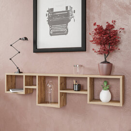 Velario Wooden Hall Hung Shelving Unit With 5 Shelves In Pine