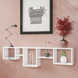 Velario Wooden Hall Hung Shelving Unit With 5 Shelves In White