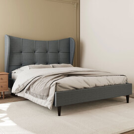 Velora Fabric Double Bed in Grey
