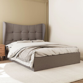 Velora Fabric Ottoman Storage Double Bed in Brown
