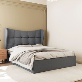 Velora Fabric Ottoman Storage Double Bed in Grey